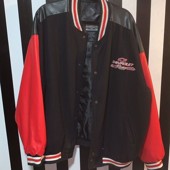 Vintage 90s Chevrolet Wool Baseball Bomber Jacket Faux Leather Sleeve XXLarge 2X - Picture 15 of 16